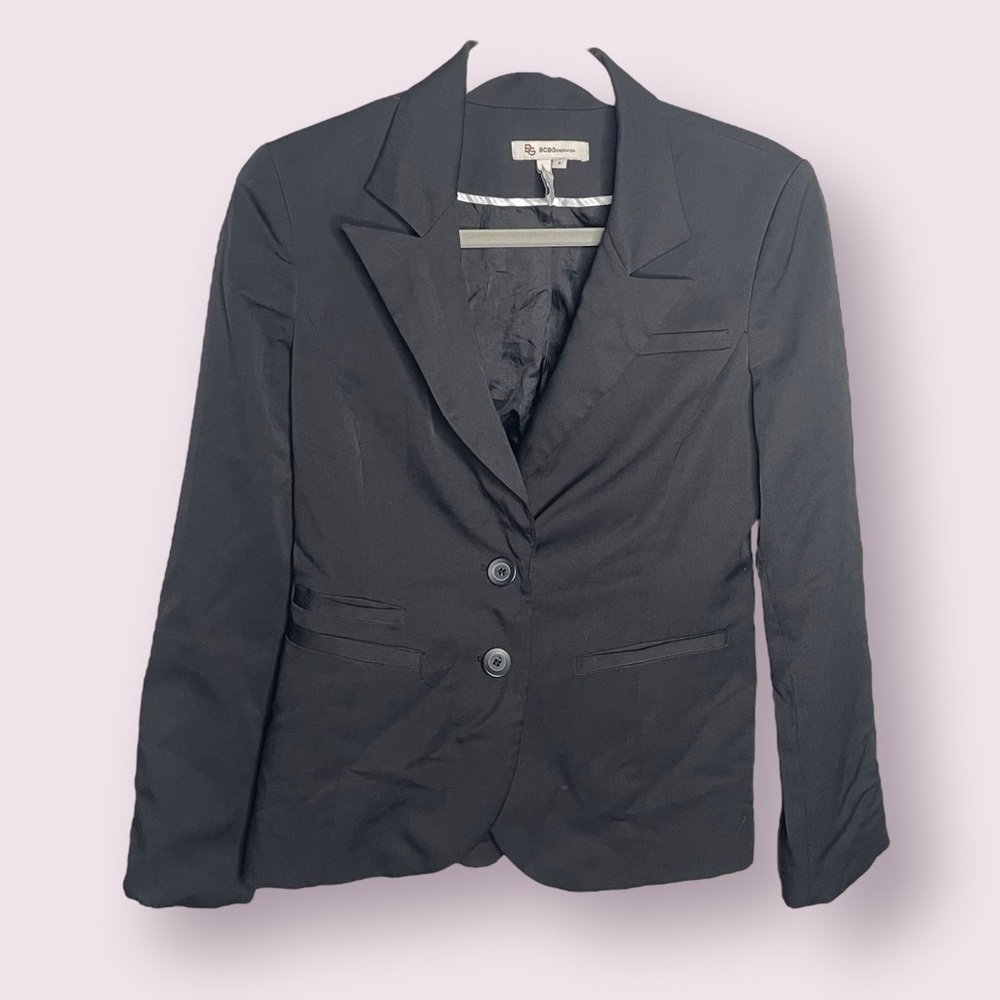 BCBGeneration Black Fitted Blazer Two Button Tailored Jacket Size S